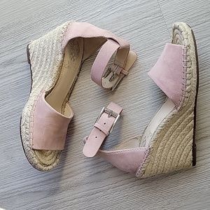 Vince Camuto Felyn Pink Nubuck with Jute Wedge, Size 5-1/2